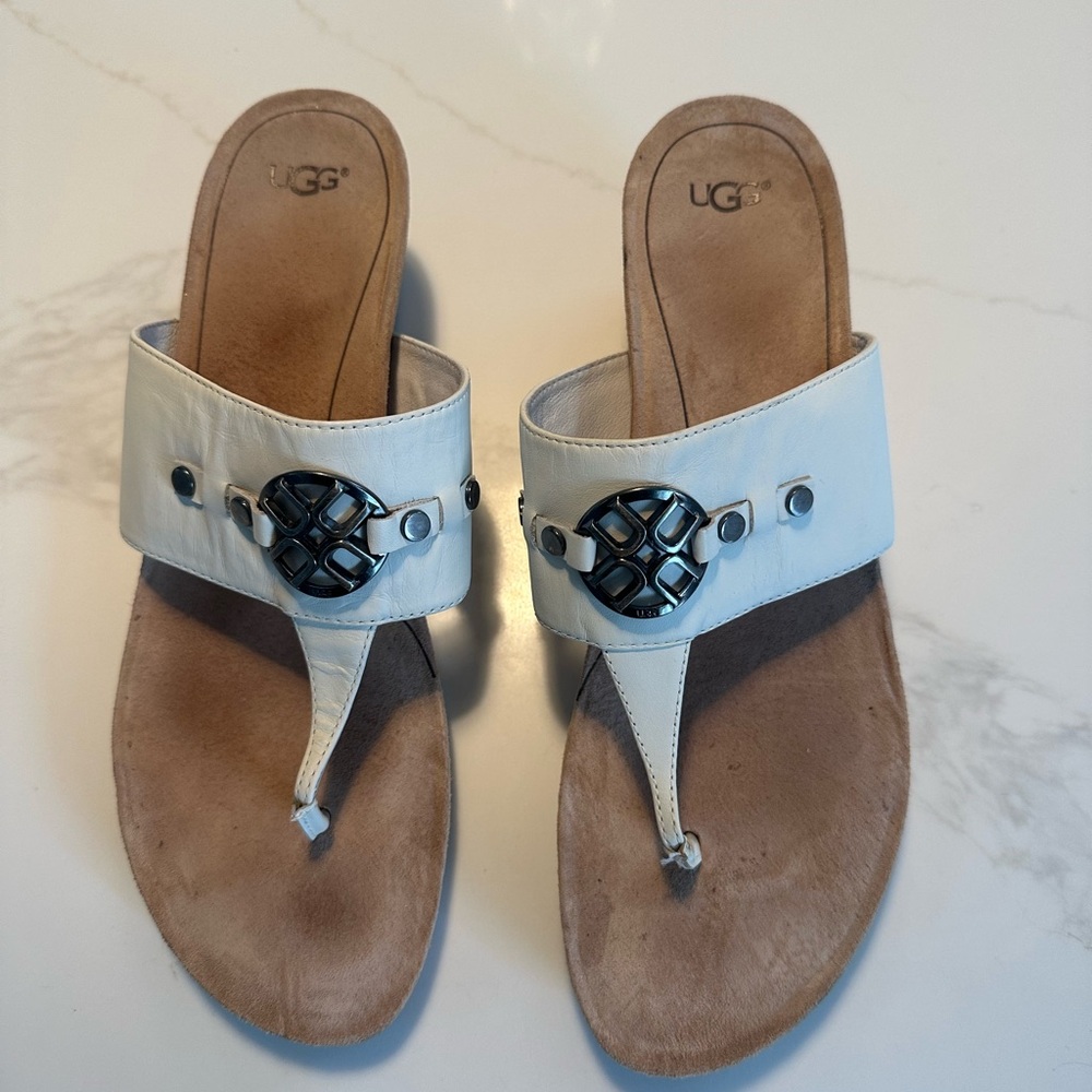 UGG Women's White Wedge Sandals size 12